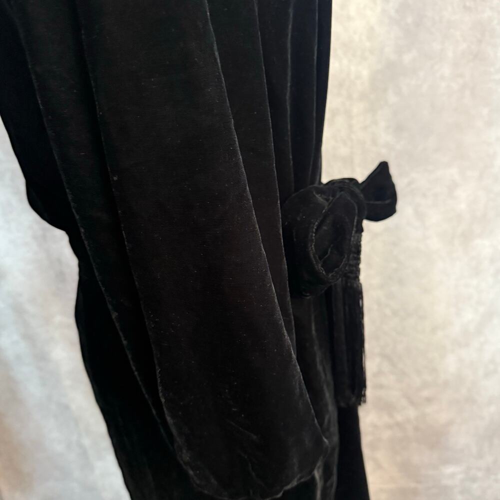 Lauren by Ralph Lauren Velvet Style Midi Little Black Dress Long Sleeve Bow Tie - Picture 6 of 15